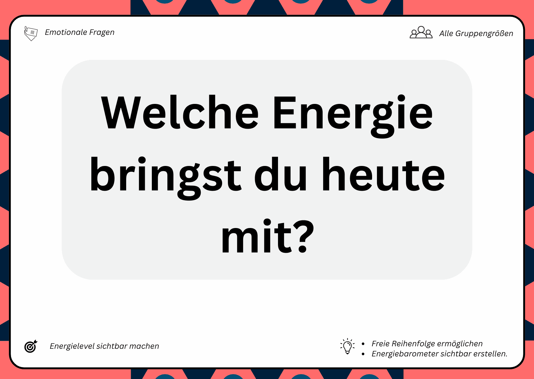 Check-in Karte - Welche Energie bringst du heute mit?