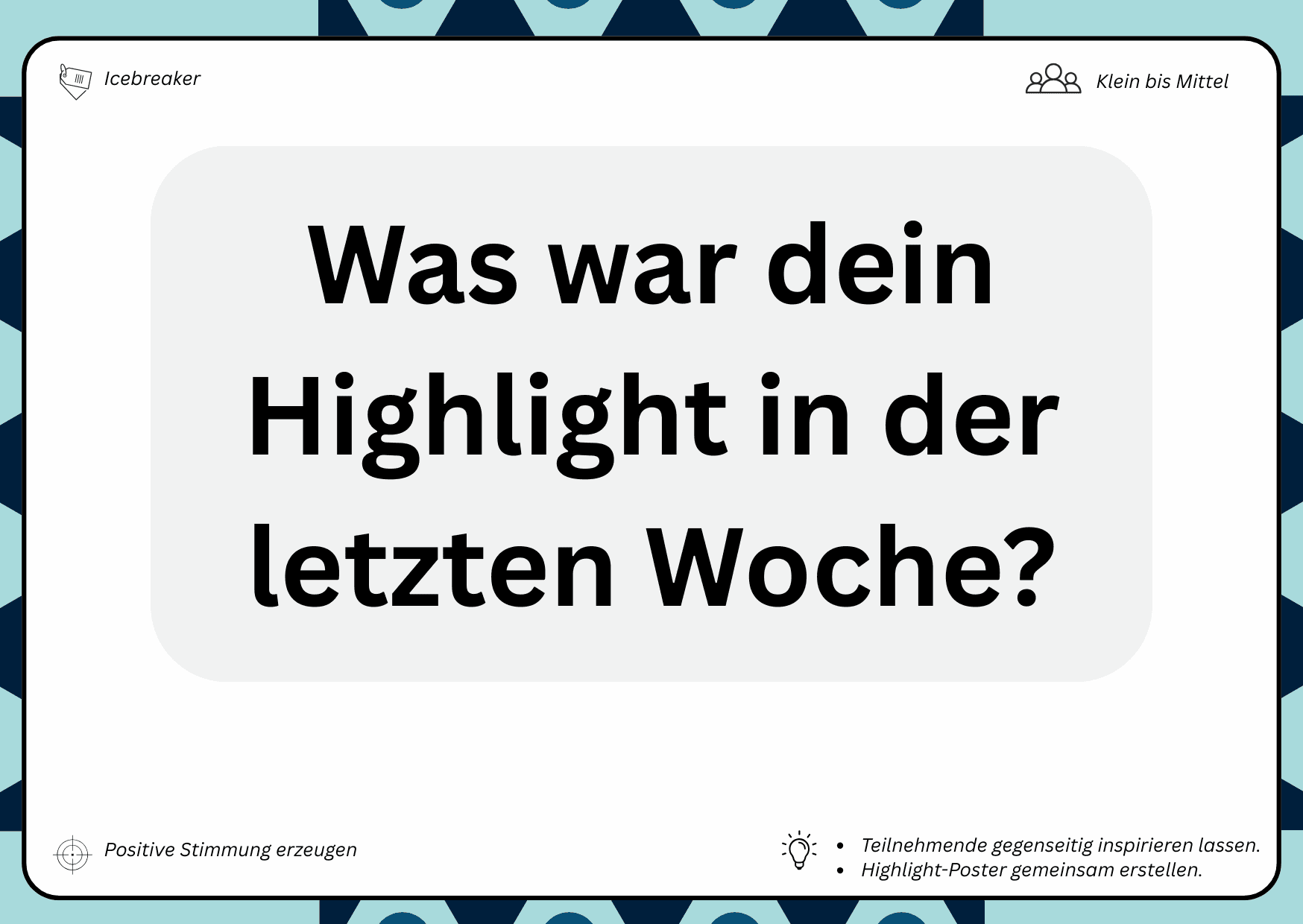 Check-in Karte - Was war dein Highlight in der letzten Woche?