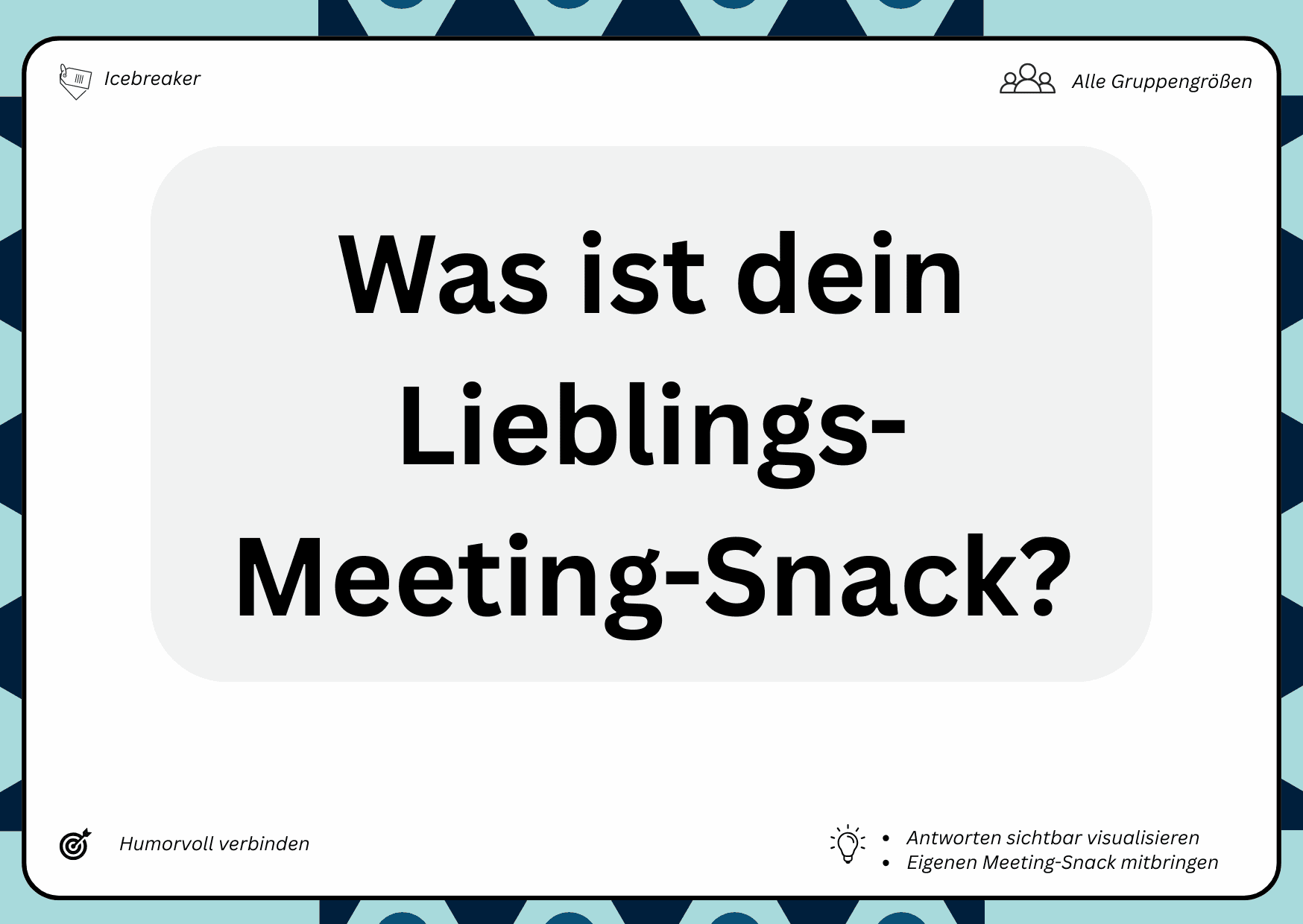 Check-in Karte - Was ist dein Lieblings-Meeting-Snack?