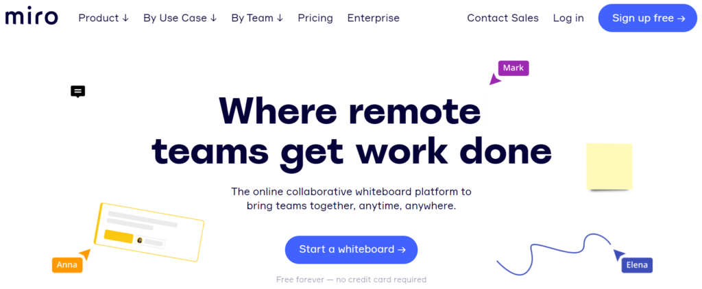 Online Whiteboard Miro - Startseite