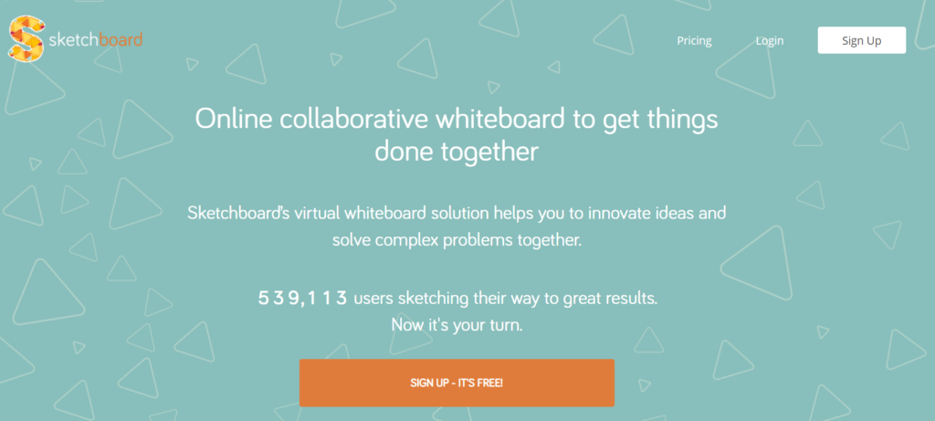 Online Whiteboard Sketchboard - Startbildschirm