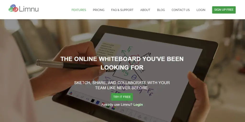 Online Whiteboard Limnu - Startseite