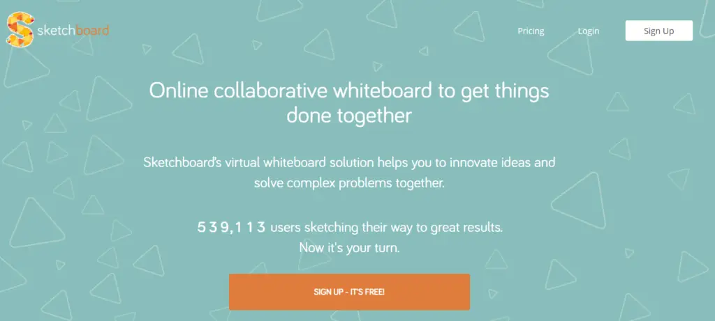 Online Whiteboard Sketchboard - Startbildschirm